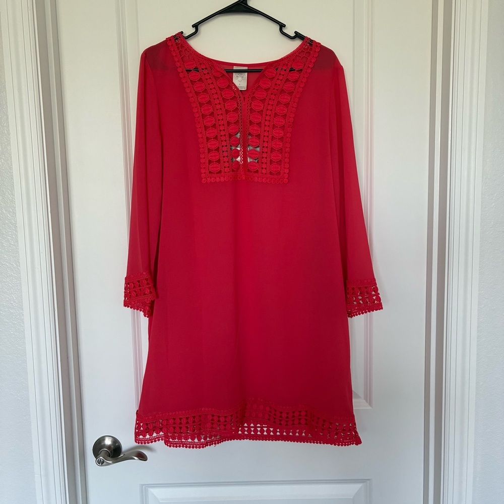 NWT Knox Rose Pink Sheer Dress with Detail Women’s Small